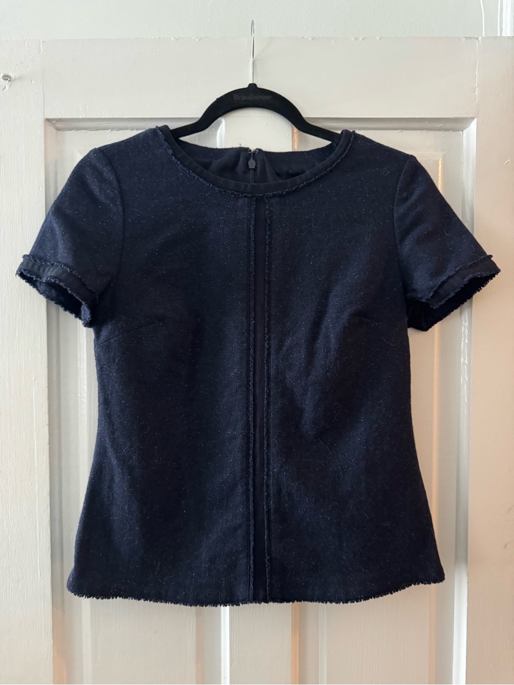 Banana Republic Navy Tweed Short Sleeve Blouse